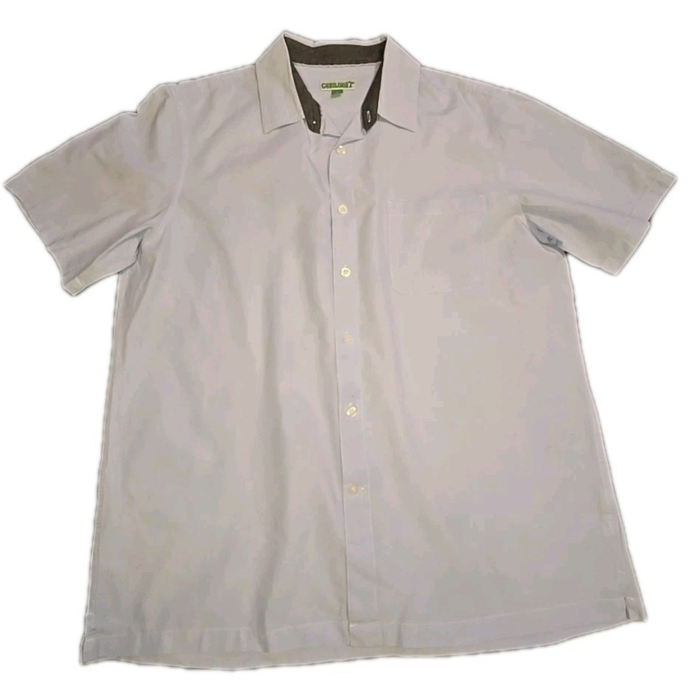 Cariloha Men's XL Gray Button Up Shirt Bamboo Cotton Blend Casual Short Sleeve